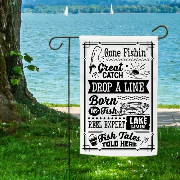 Yard Flag-Rules for Fishing Firepit Lake Camping, Campfire Patio NWT - Picture 1 of 7